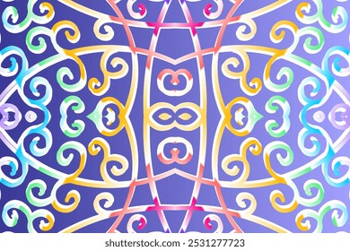 Luxurious batik flower line art dayak  pattern of indonesian culture traditional 