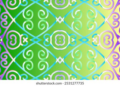 Luxurious batik flower line art dayak  pattern of indonesian culture traditional 