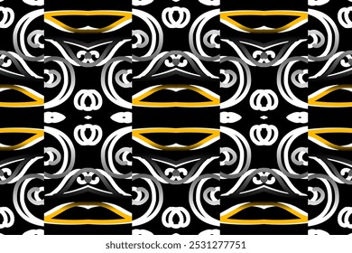 Luxurious batik flower line art dayak  pattern of indonesian culture traditional 