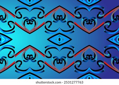 Luxurious batik flower line art dayak  pattern of indonesian culture traditional 