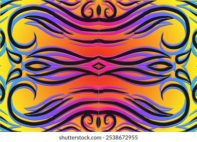 Luxurious batik flower line art pattern of indonesian culture traditional background