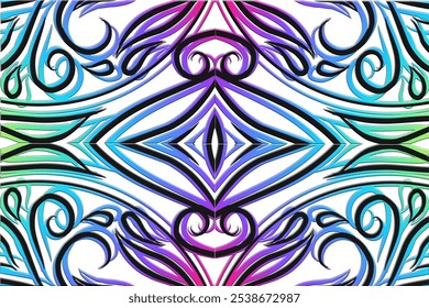 Luxurious batik flower line art pattern of indonesian culture traditional background