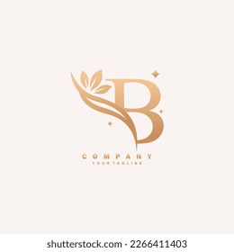 Luxurious beauty B logo with floral decoration. monogram initial letter B. suitable for logos of beauty, spa, salon, boutique, fashion, women, business, company, etc