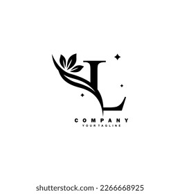 Luxurious beauty black l logo with floral decoration. monogram initial letter l. suitable for logos of beauty, spa, salon, boutique, fashion, women, business, company, nature, etc