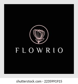 luxurious beauty flower logo spa salon cosmetics brand. looped flower and leaves logotype - vector