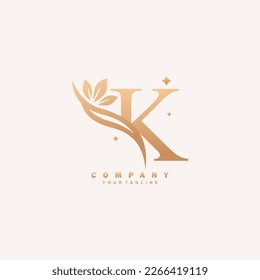 Luxurious beauty k logo with floral decoration. monogram initial letter k. suitable for logos of beauty, spa, salon, boutique, fashion, women, business, company, nature, etc