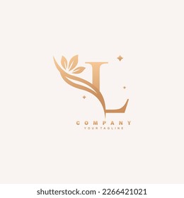 Luxurious beauty L logo with floral decoration. monogram initial letter L. suitable for logos of beauty, spa, salon, boutique, fashion, women, business, company, nature, etc