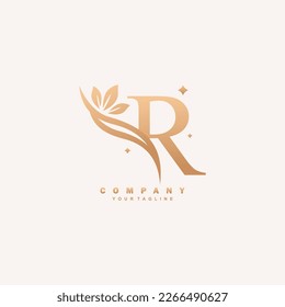 Luxurious beauty R logo with floral decoration. monogram initial letter R. suitable for logos of beauty, spa, salon, boutique, fashion, women, business, company, nature, etc