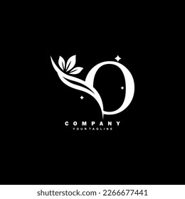 Luxurious beauty white O logo with floral decoration. monogram initial letter O. suitable for logos of beauty, spa, salon, boutique, fashion, women, business, company, nature, etc