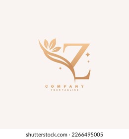 Luxurious beauty Z logo with floral decoration. monogram initial letter Z. suitable for logos of beauty, spa, salon, boutique, fashion, women, business, company, nature, etc