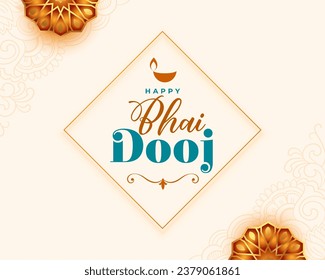 tarjeta de felicitación bhai dooj de lujo para el vector de relaciones hermano y hermana. Traducción: Bhai dooj, es un festival donde bhai significa hermano y dooj significa segundo día después de la luna nueva