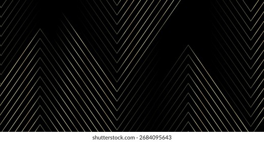 Lujoso fondo abstracto negro con elegante decoración de patrón de línea dorada. Ilustración de diseño de Premium para bodas, Plantillas de portada VIP, grandes aperturas, volantes y galas. EPS. 5