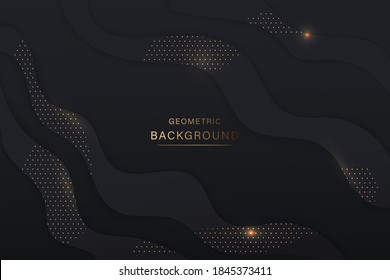 Lujoso fondo negro con una combinación de oro brillante en un estilo 3D. Elemento de diseño gráfico. Decoración elegante EPS 10