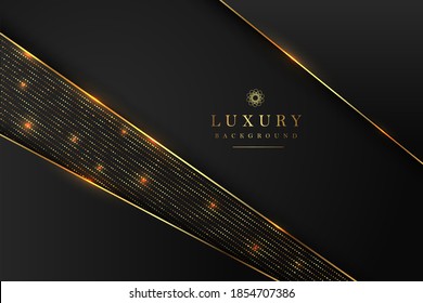 Luxurious black background with a combination of gold shining in a 3D style. Graphic design element. Elegant decoration. EPS 10