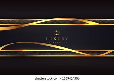 Luxurious black background with a combination of gold shining in a 3D style. Graphic design element. Elegant decoration. EPS 10