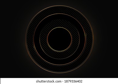 Lujoso fondo negro con una combinación de oro brillante en un estilo 3D. Elemento de diseño gráfico. Decoración elegante EPS 10