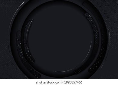 Lujoso fondo negro con una combinación de oro brillante en un estilo 3D. Elemento de diseño gráfico. Decoración elegante
