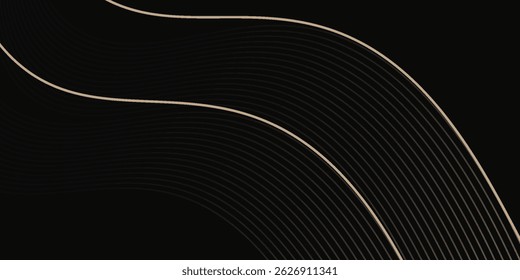 A luxurious black background with elegant golden wave patterns and sparkling dots. The design conveys sophistication and opulence, suitable for high-end branding or invitations.