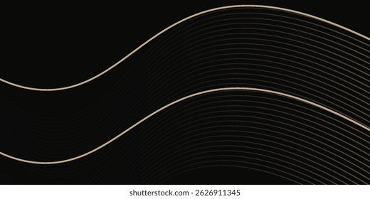 A luxurious black background with elegant golden wave patterns and sparkling dots. The design conveys sophistication and opulence, suitable for high-end branding or invitations.