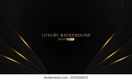 A luxurious black background featuring elegant curved shapes with golden accents. The design conveys sophistication and opulence, suitable for high-end branding or promotional materials.