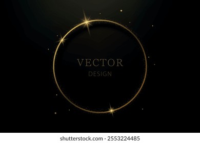 Luxurious black background featuring a glowing golden circular design with shimmering particles