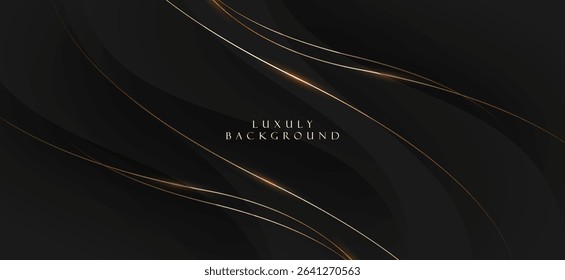 A luxurious black background with shiny lines in shades of gold and light brown. Some of the lines are soft curves, giving it a luxurious, classic and high-end feel.