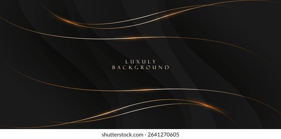 A luxurious black background with shiny lines in shades of gold and light brown. Some of the lines are elegant and modern.