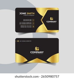 Luxurious Black and Gold Business Card with Elegant Wave Lines for Corporate Branding