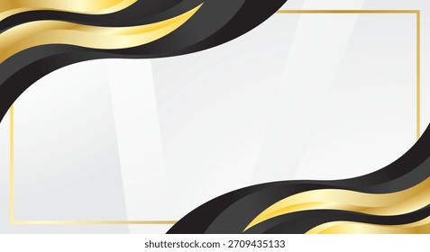 Lujoso fondo de onda negro y dorado en las esquinas es adecuado para certificados y premios
