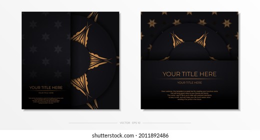 Luxurious black invitation card template with vintage abstract ornament. Elegant and classic vector elements ready for print and typography.