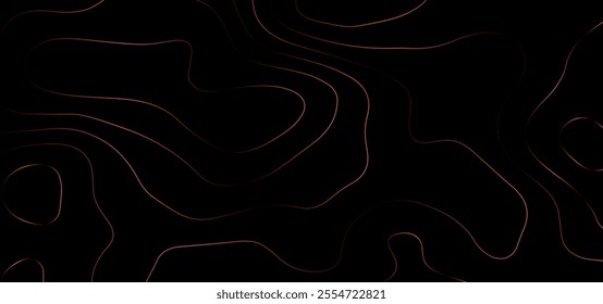 Luxurious Black papercut background. Abstract realistic paper cut decoration textured with wavy layers. Geometric papercut black luxury background with gold elements, topography map concept.