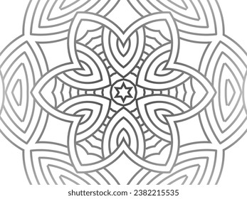 Luxurious Black and white gradient mix pattern of modern Chinese oriental Java traditional classic borneo flowers circle art