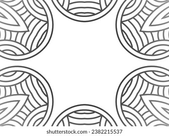 Luxurious Black and white gradient mix pattern of modern Chinese oriental Java traditional classic borneo flowers circle art