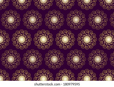 Luxurious bloom and star and spiral pattern on dark background. Lofty swirl style.