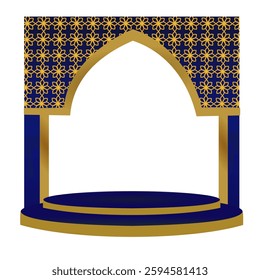 Luxurious blue gold Islamic frame with Arabic ornaments
