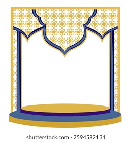 Luxurious blue gold Islamic frame with Arabic ornaments