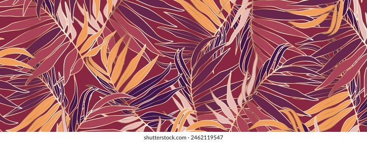 Luxurious botanical abstract background with branches and leaves.