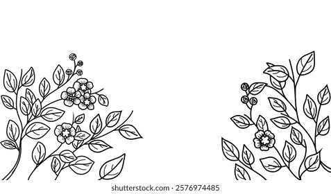 Luxurious botanical background with trendy and Minimalist wildflowers for wallpaper, wedding decoration and Wedding Card. Hand Drawn Style