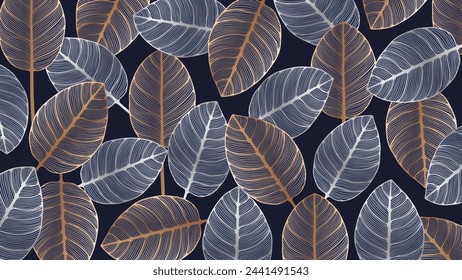Luxurious botanical design with gold and silver leaves.