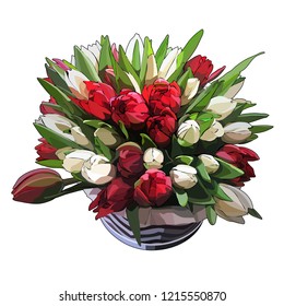 Luxurious bouquet of tulips. Vector illustration, EPS 10