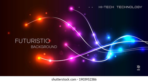 Luxurious bright background with multicolored wavy lines, abstract background with bokeh effect. Festive Christmas or New Year background.
