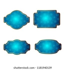 Luxurious bright labels, tags and badges for decoration of promotional sales and discounts for the new year and Christmas