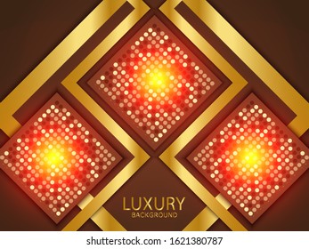 luxurious brown background with golden lines. Modern abstract vector background