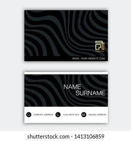 Luxurious business card design. With inspiration from abstract. Black and white color on gray background illustration. 