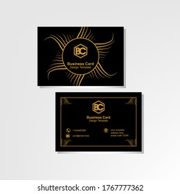 Luxurious Business Card Design Template with Abstract Floral Ornaments.