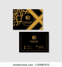 Luxurious Business Card Design Template with Abstract Floral Ornaments