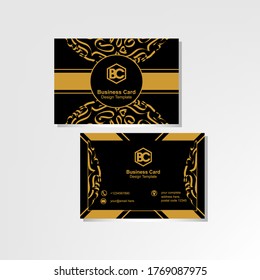 Luxurious Business Card Design Template with Abstract Floral Ornaments