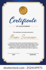 Un lujoso certificado de documento comercial