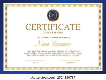 um luxuoso certificado de documento comercial