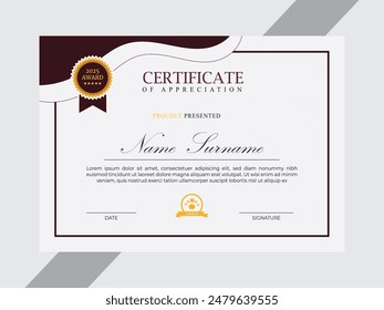 luxurious certificate design template for diploma achievement award and graduation.